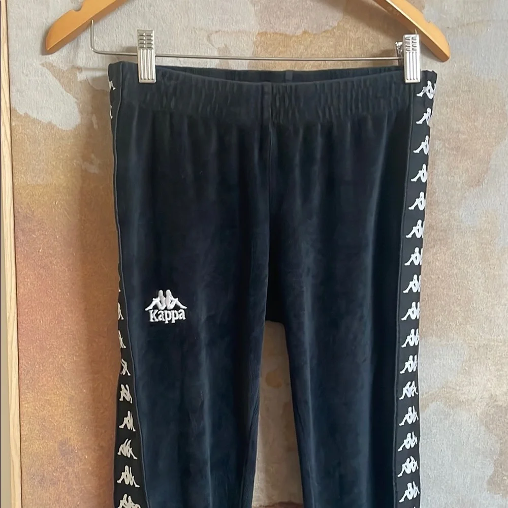 Kappa Ammu Velour Black Track Leggings  Pants with Logo Small - Picture 5 of 8